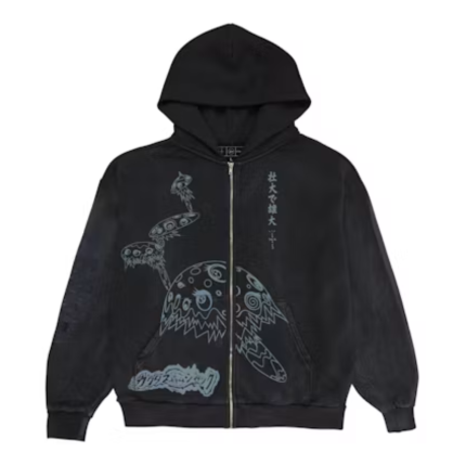 Travis Scott Cactus Jack x Fragment x Takashi Murakami Reborn Zip Hoodie - Black