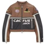 Jordan x Travis Scott Cactus Jack Women's Leather Jacket - Archaeo Brown