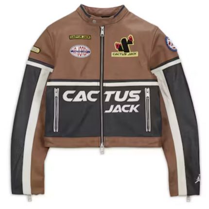 Jordan x Travis Scott Cactus Jack Women's Leather Jacket - Archaeo Brown