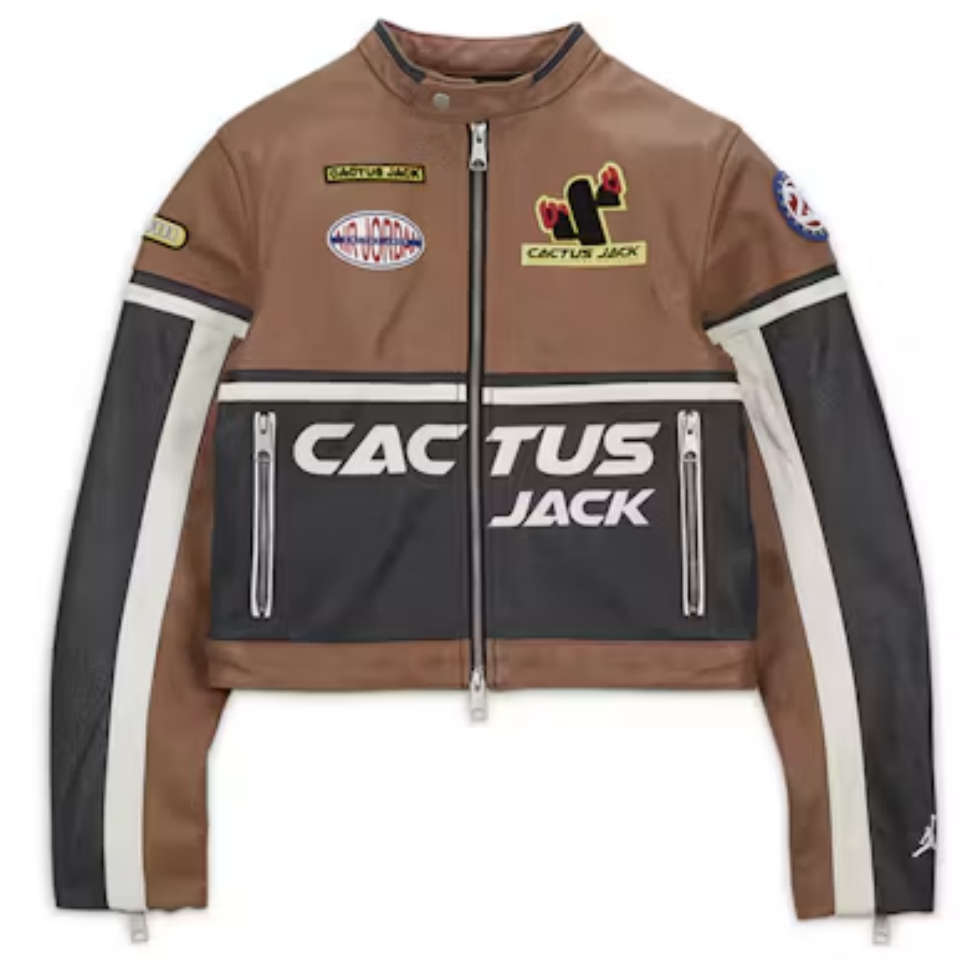 Jordan x Travis Scott Cactus Jack Women's Leather Jacket - Archaeo Brown Jordan x Travis Scott Cactus Jack Women's Leather Jacket - Archaeo Brown