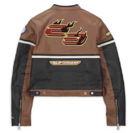 Jordan x Travis Scott Cactus Jack Women's Leather Jacket - Archaeo Brown